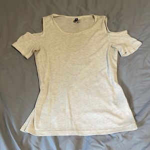 Neutral Cold Shoulder Top
